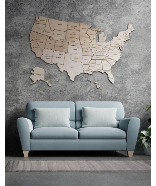 Drewniana Mapa USA
