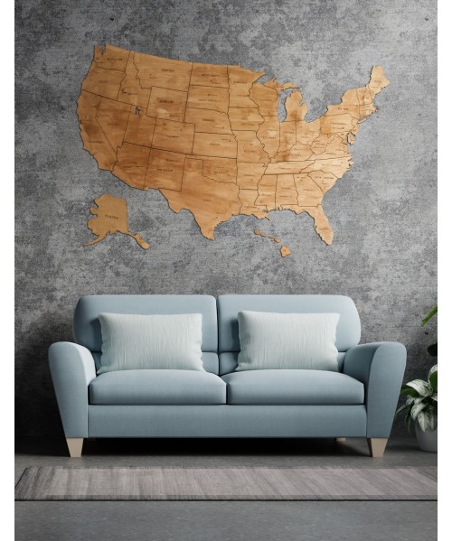Drewniana Mapa USA