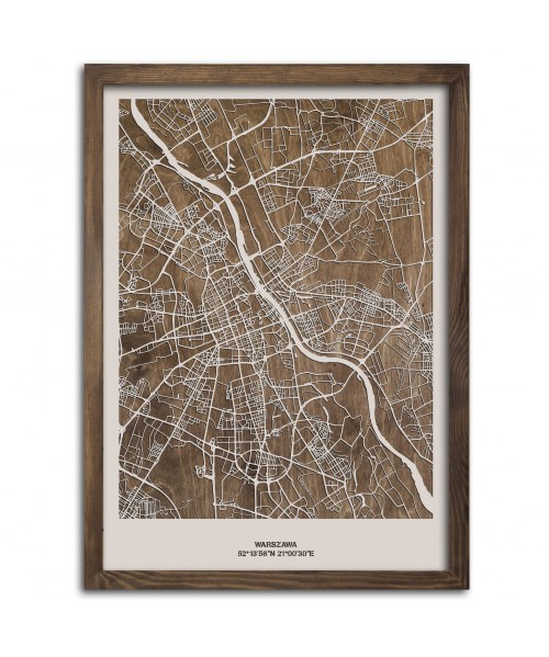 Drewniana mapa miasta: Warszawa