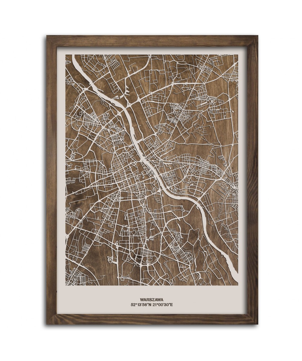 Drewniana mapa miasta: Warszawa