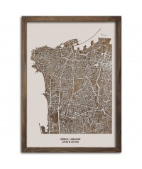Drewniana mapa miasta: Bejrut| boscohome.pl