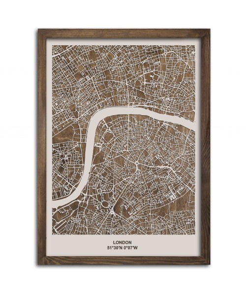 Drewniany Obraz Londyn - Plakat z Mapą Miasta - Dostosuj | boscohome.pl