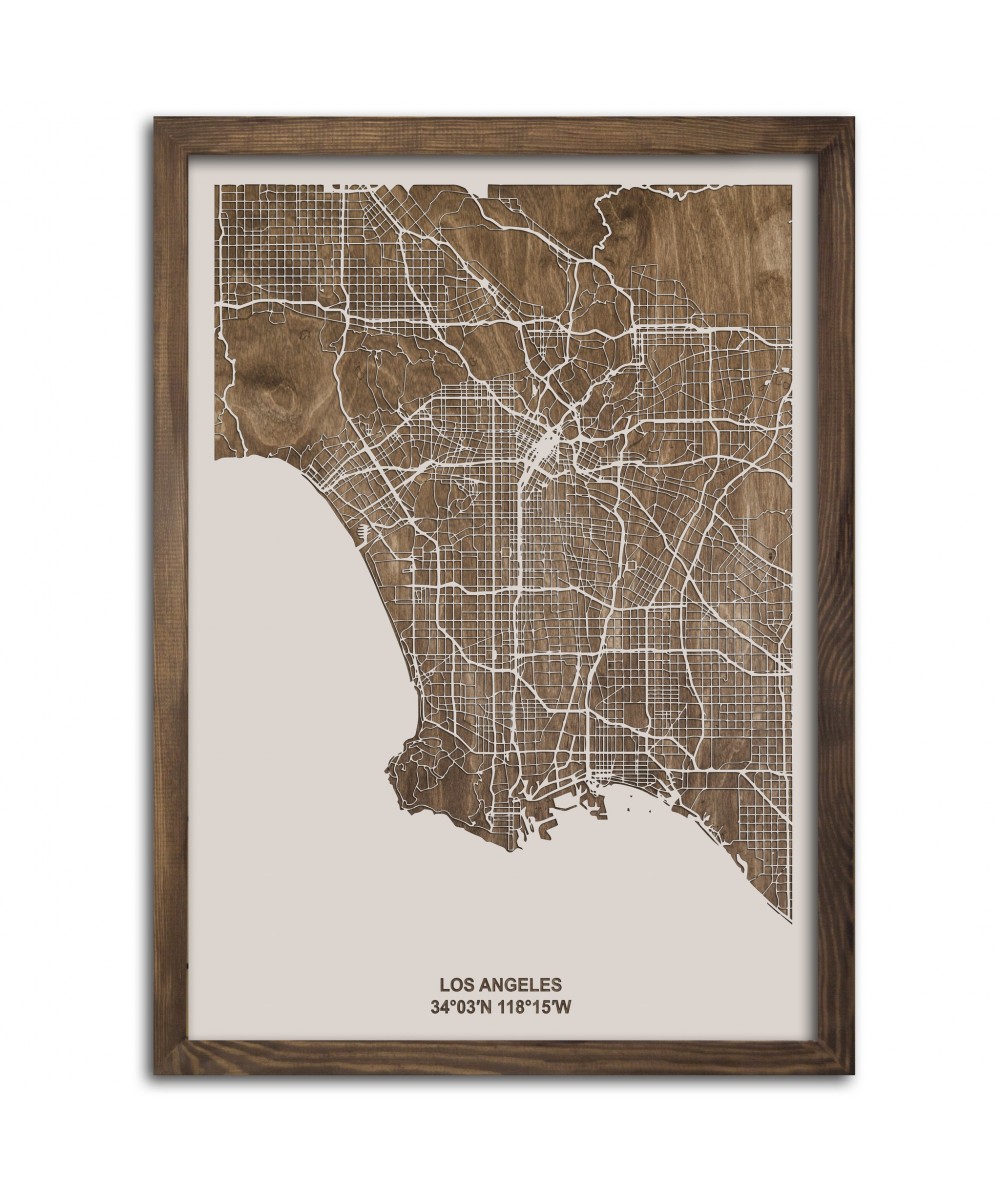 Drewniana mapa miasta: Los Angeles
