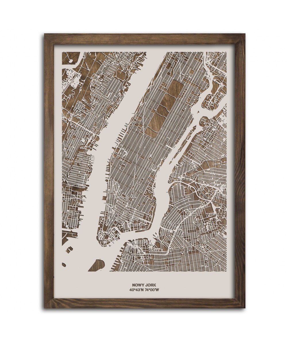 Drewniana mapa miasta: Nowy Jork