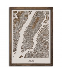 Drewniany Obraz Nowy Jork - Plakat z Mapą Miasta | Dostosuj