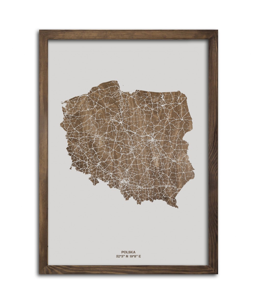 Drewniany Obraz Polska - Plakat z Mapą Państwa - Dostosuj | Boscohome