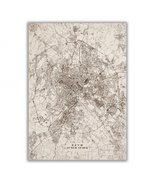 Rzym - drewniana mapa