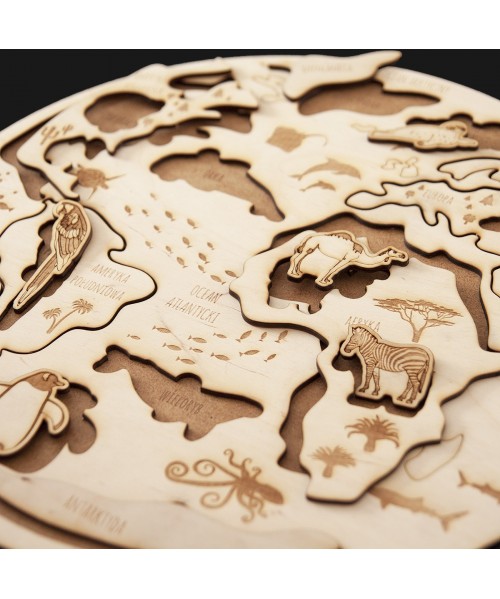 Drewniana Mapa Świata dla dzieci | Boscohome |  Tworzone ręcznie w Polsce