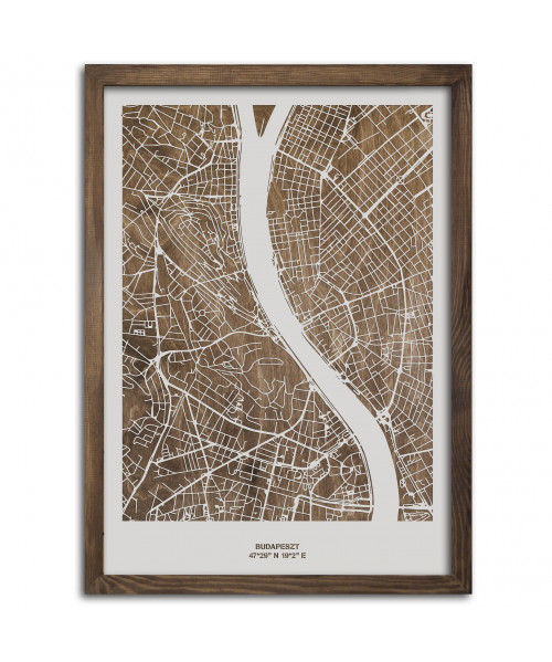 Drewniana mapa miasta: Budapeszt | boscohome.pl