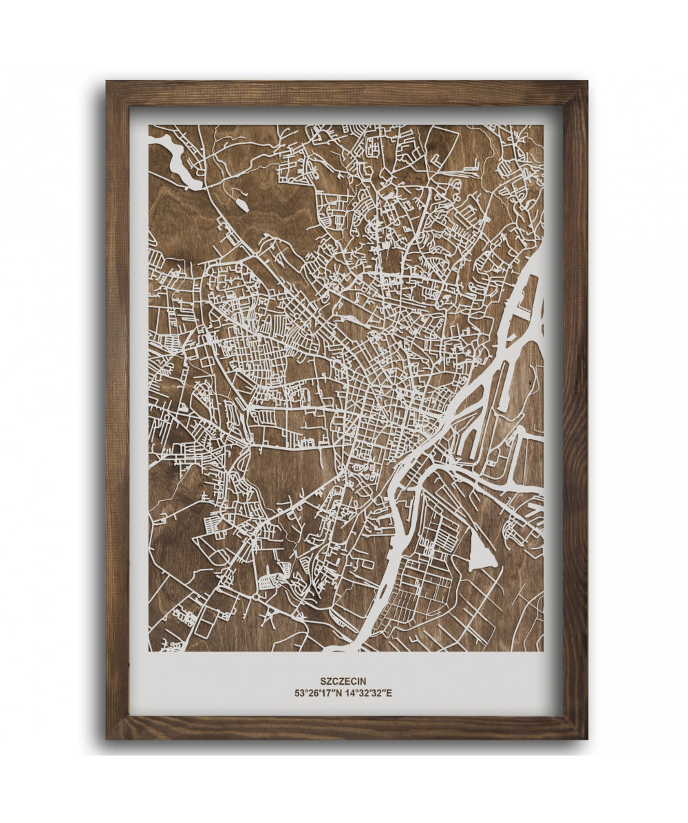 Drewniana mapa miasta: Szczecin | boscohome.pl