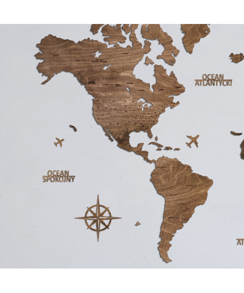 World Map?️ Made of Wood with Names of USA States, Canada, Australia