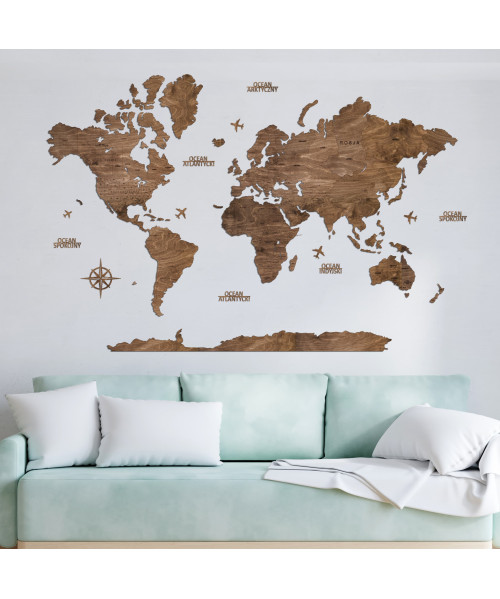 World Map?️ Made of Wood with Names of USA States, Canada, Australia