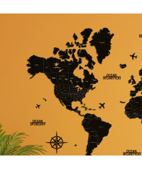 World Map BLACK?️ with Names of USA States, Canada, Australia - Set