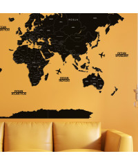 World Map BLACK?️ with Names of USA States, Canada, Australia - Set