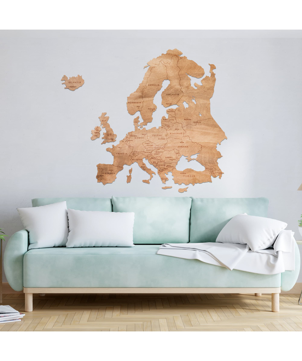 Drewniana mapa Europy | Boscohome | Produkowane w Polsce