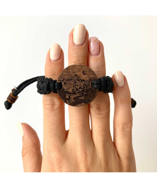 Wooden Engraved Bracelet - Night in the Mountains | Boscohome EU