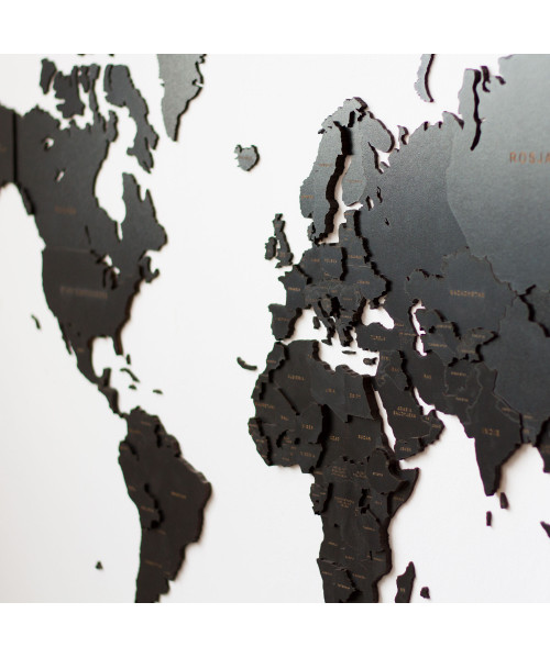 WOODEN DECORATIVE 3D WORLD MAP BLACK, 3D WOODEN MAP BLACK - CUSTOMIZE