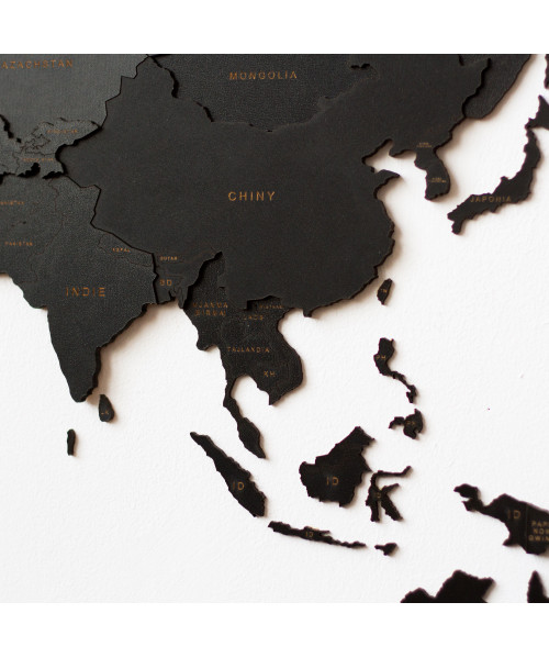 WOODEN DECORATIVE 3D WORLD MAP BLACK, 3D WOODEN MAP BLACK - CUSTOMIZE