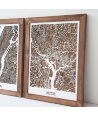 Drewniany Obraz Waszyngton - Plakat z Mapą Miasta - Dostosuj