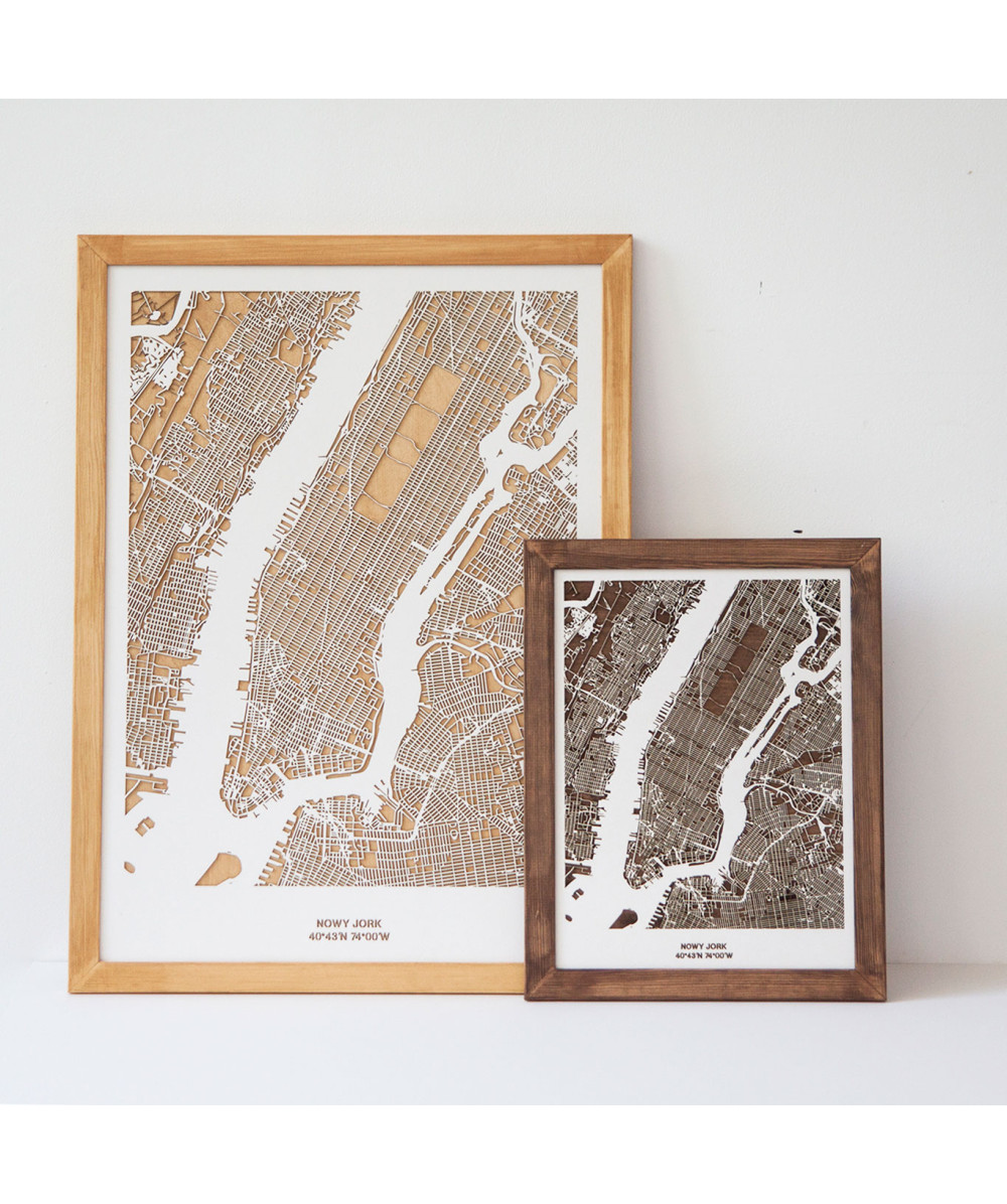 Drewniany Obraz Nowy Jork - Plakat z Mapą Miasta | Dostosuj