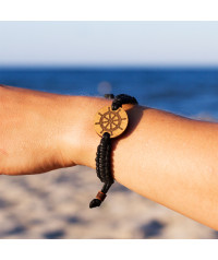 Wooden Braided Bracelet with Ship's Wheel | Boscohome Polska