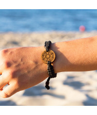 Wooden Braided Bracelet with Ship's Wheel | Boscohome Polska