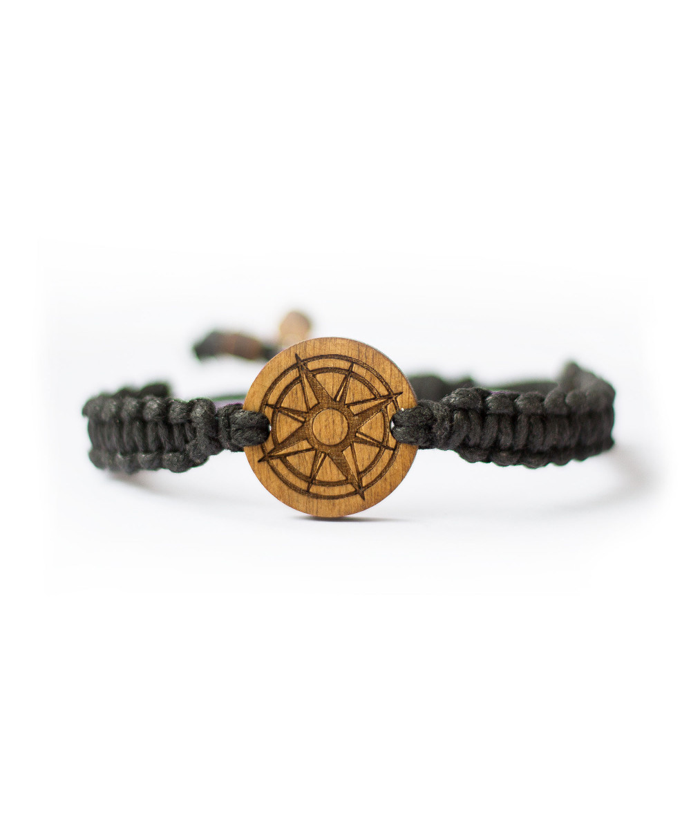 Wooden Braided Bracelet with Ship's Wheel | Boscohome Polska