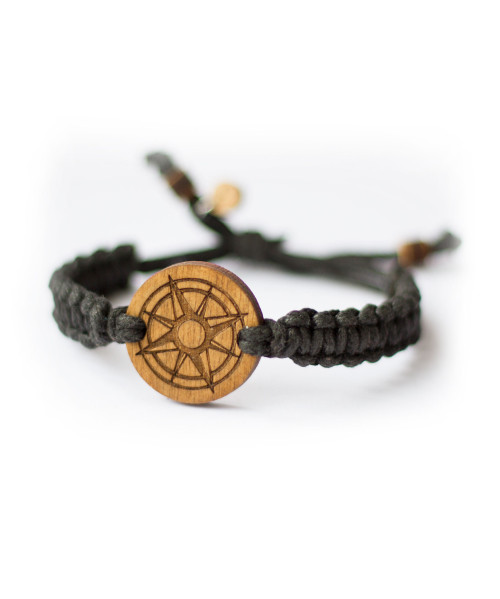 Wooden Braided Bracelet with Ship's Wheel | Boscohome Polska