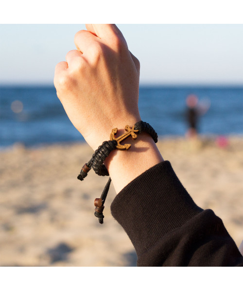 Wooden Braided Bracelet - Anchor Design | Boscohome