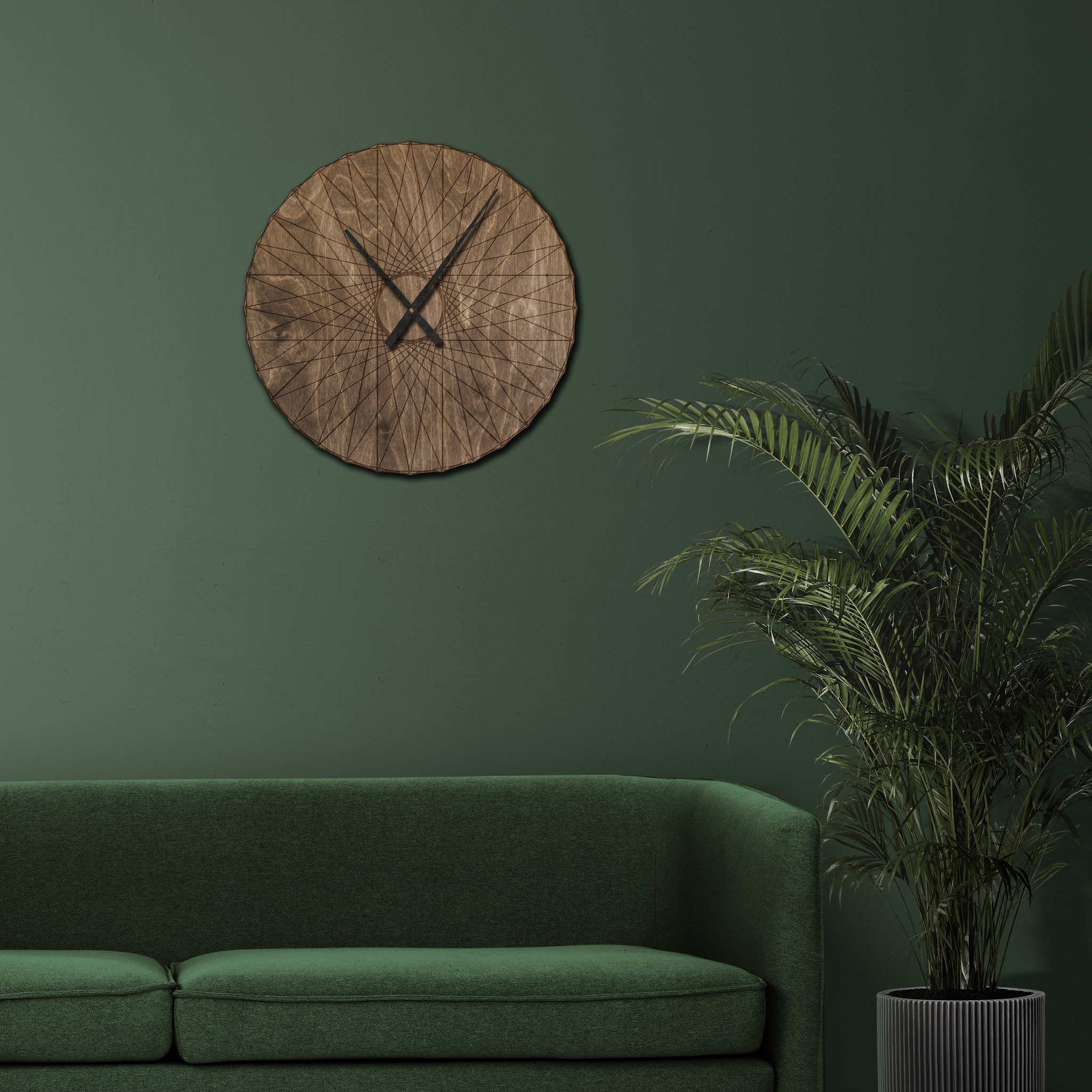 drewniany zegar wzór geometria